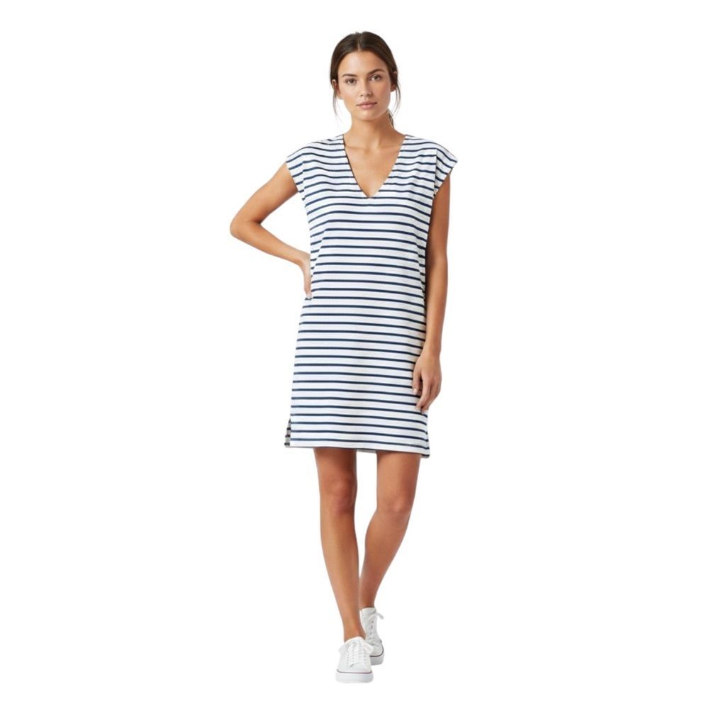 J. Crew Sleeveless V-neck Navy Striped Jersey Dress size XS